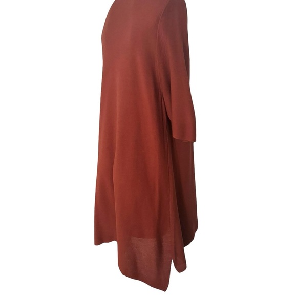 EILEEN FISHER WOMAN PAPRIKA ORANGE SLEEK TENCEL LINKS KNIT HIGH LOW SWEATER 1X - Picture 4 of 6